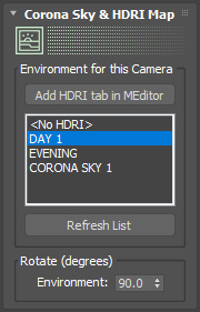 Environment Per Camera, HDRI Map control
